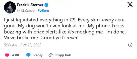 CS Skin Market Crash reactions on X Twitter