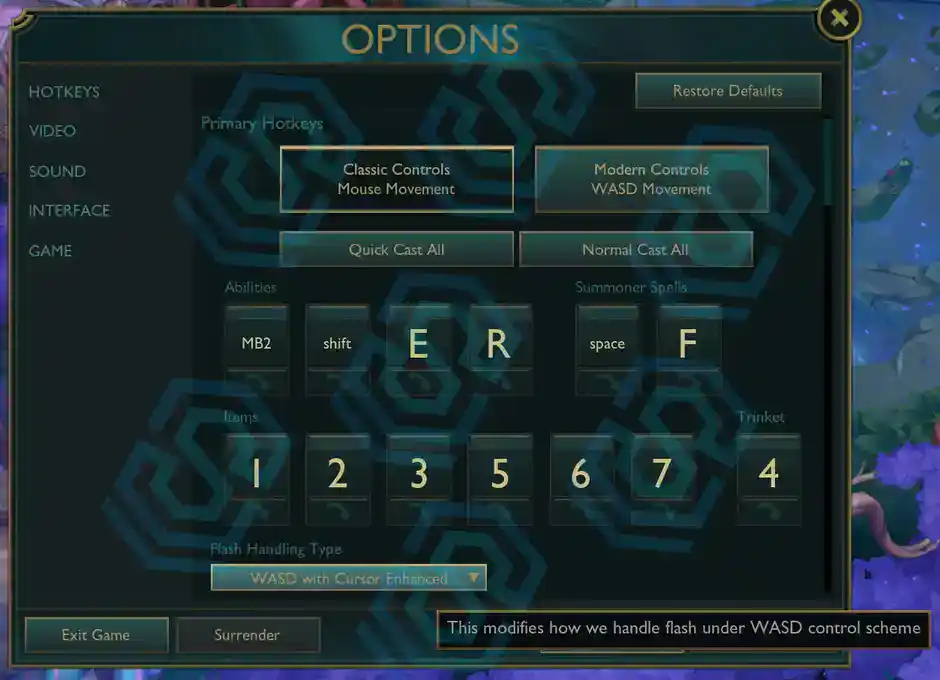 WASD dans League of Legends