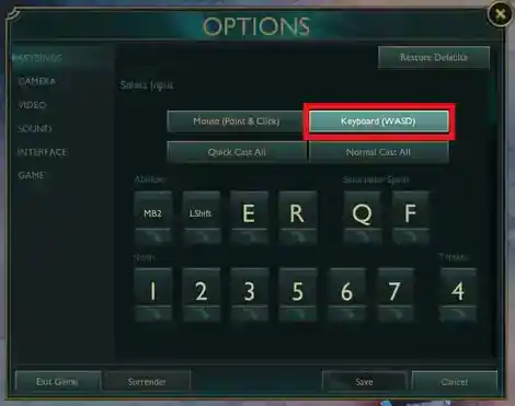 Configuración de movimiento en LoL - GGBoost